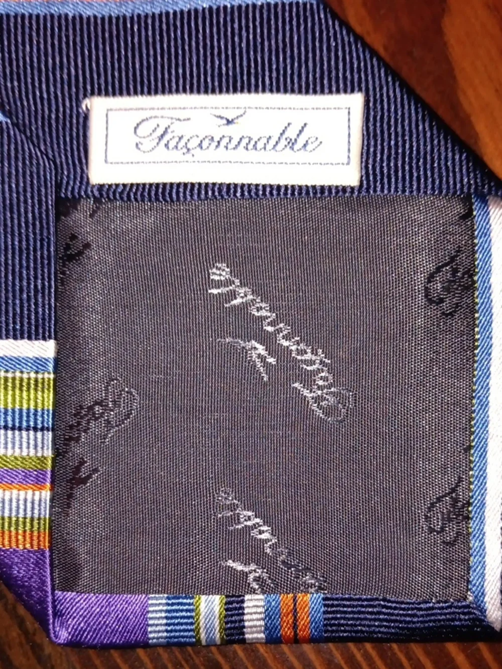 Faconnable Purple and Navy Multi-Stripe Silk Tie